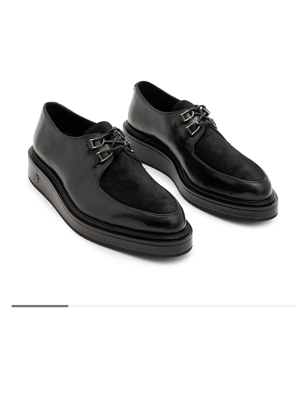 John Varvatos Black Leather Derby Shoes with Textured Vamp